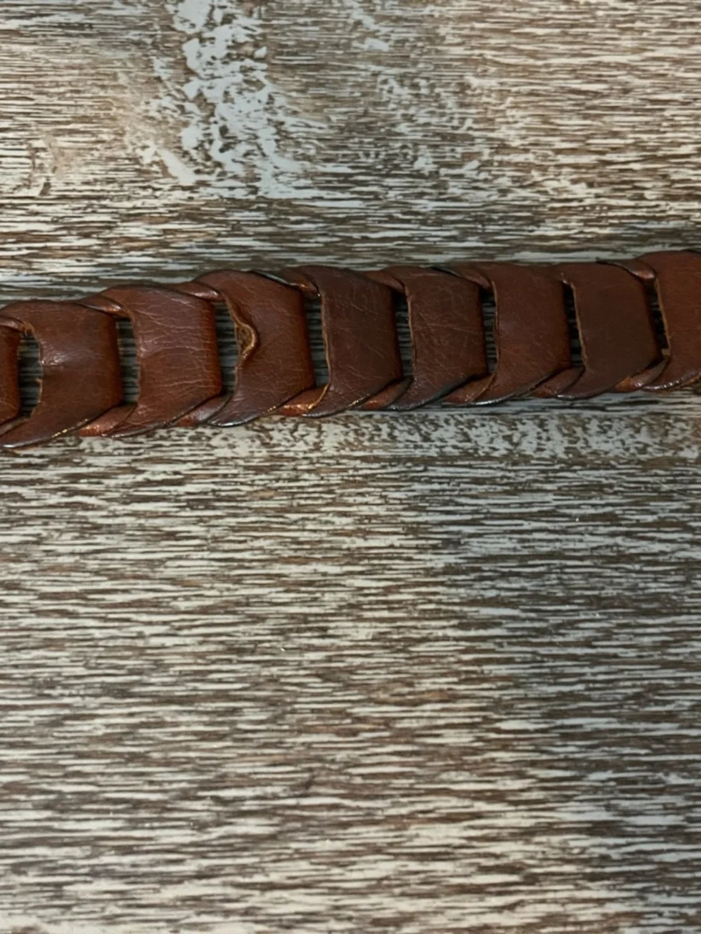 Vintage Brown Braided Leather Women’s Belt 44 inches